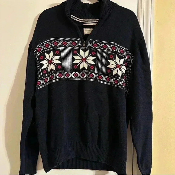 Weatherproof VINTAGE snowflake 1/4 zip winter ski cotton sweater men XL - Picture 2 of 8
